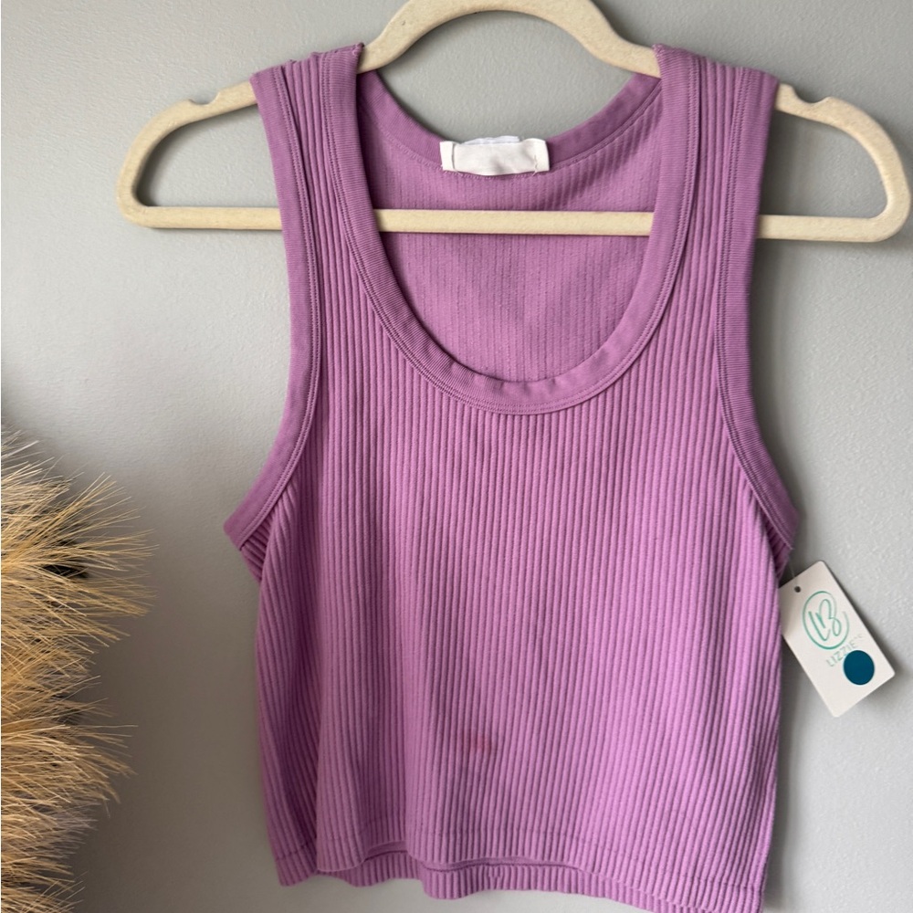 Hippie Rose Lavender Ribbed Tank Top